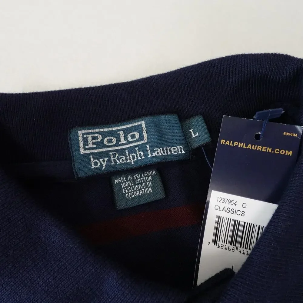 Ralph Lauren Y2K 90s Vintage Striped Golf Polo Shirt Men's Large